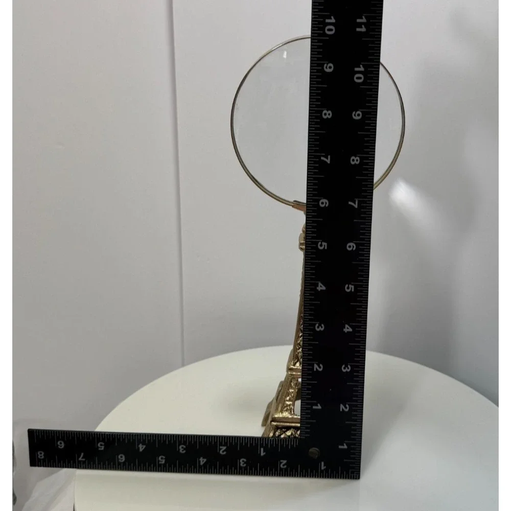 Vintage Brass Eiffel Tower Magnifying Glass Desk Office Decor Stand Paperweight